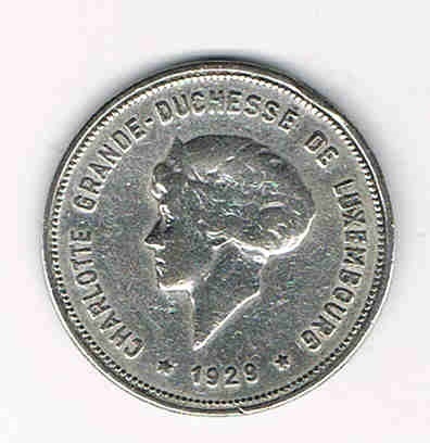 Pièce 5 Francs argent 1929 Grande Duchesse Charlotte Promotion