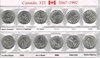 Série 12 pièces commémoratives de 25 cents Elizabeth II Canada