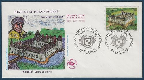 Enveloppe premier jour 1997 Château Plessis-Bourré Ecuillé