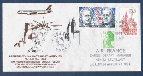Lettre premiers vols A 310 Transatlantiques Air France J.F Kenndy
