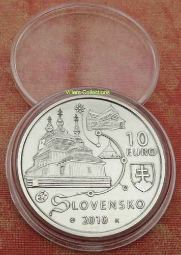 Pièce 10€ argent BU Slovaquie 2010 les églises en bois