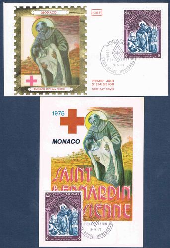 Carte + enveloppe Monaco Croix rouge Bernardin de Sienne