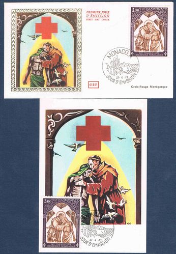 Carte + enveloppe Monaco Croix- rouge Saint François D'Assise