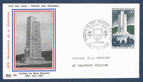 Enveloppe historique anniversaire Libération combats du Mont Mouchet