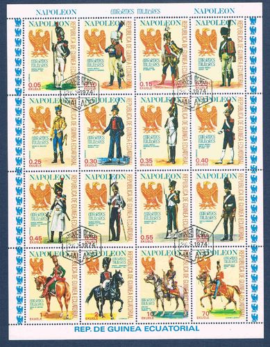 Feuillet comprenant 16 timbres Napoléon Rep Ecuatorial Promo