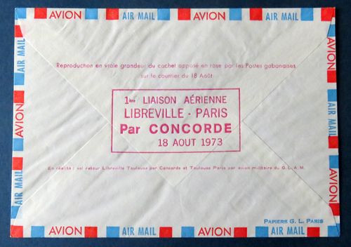ENVELOPPE CONCORDE LIAISON AÉRIENNE LIBREVILLE PARIS 1973