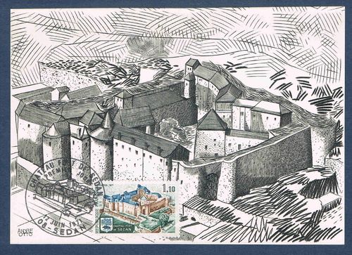 Carte postale historique philatélique Château de Sedan