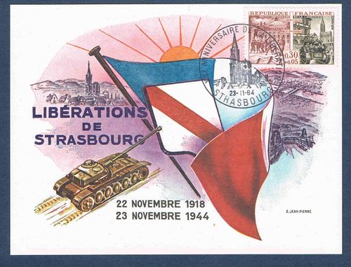 Carte historique Libérations de Strasbourg XXe anniversaire