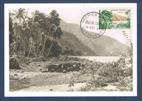 Carte ancienne Guadeloupe Cocotiers et pointes Vieux fort