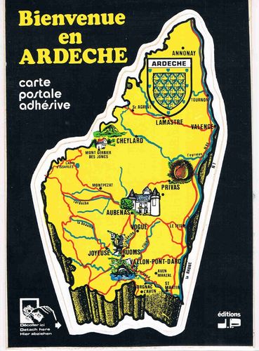 Carte postale adhésive Bienvenue en Ardèche France