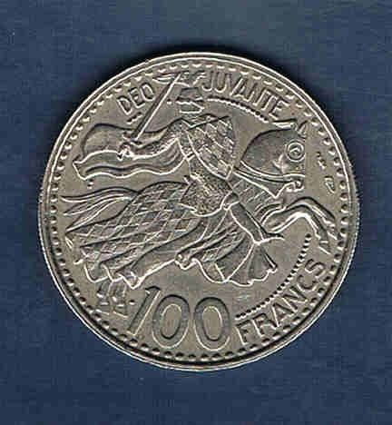 Pièce Rainier III Prince Monaco 100 Francs 1950