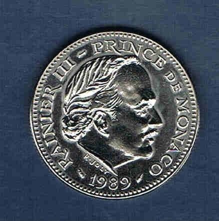 Pièce 5 Francs 1989 Rainier III Prince de Monaco splendide état