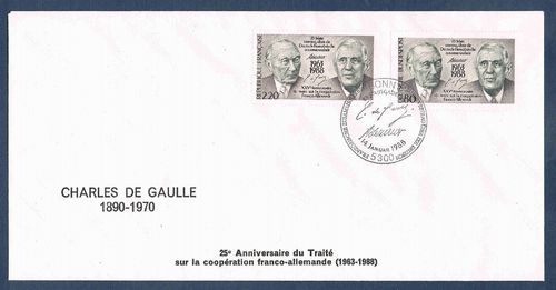 Enveloppe de Gaulle Traité coopération franco-allemande