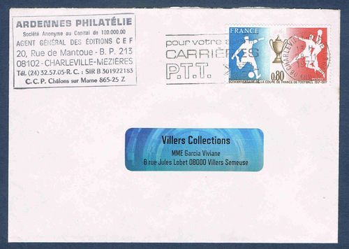 Enveloppe correspondance philatélique timbre Coupe de France