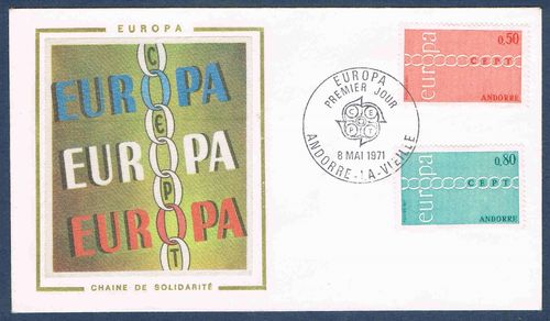 Enveloppe rare Timbres-poste Europa Andorre 1971