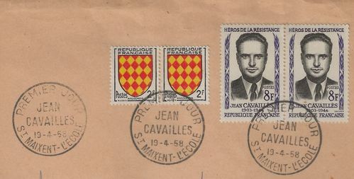 Enveloppe historique Edition spéciale rare 1958 Jean Cavailles