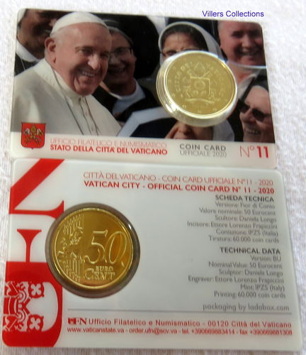 Vatican 2020 Coin Card officiel N°11 représentant le Saint-Père