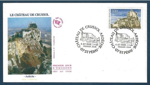 Enveloppe premier jour 1998 Château de Crussol Ardèche