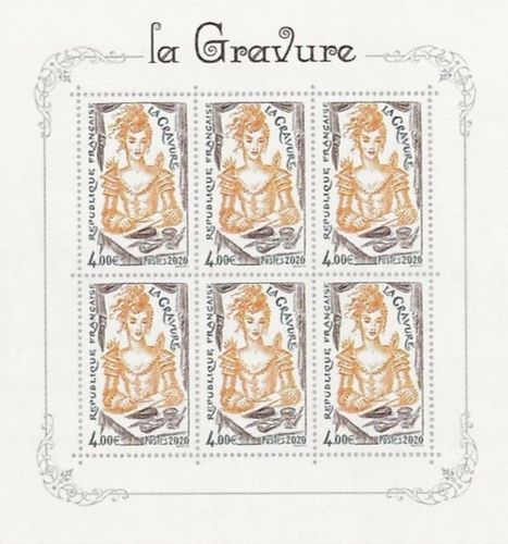 Bloc 6 timbres de France la Gravure 2020 rare hors abonnement