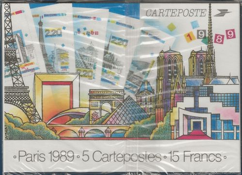 Série 5 Cartepostes Paris 1989 Philexfrance Tour Eiffel A saisir