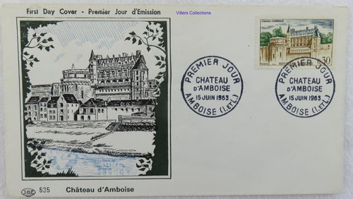 Enveloppe 1963 le Château d'Amboise vue aérienne du Château d'Amboise