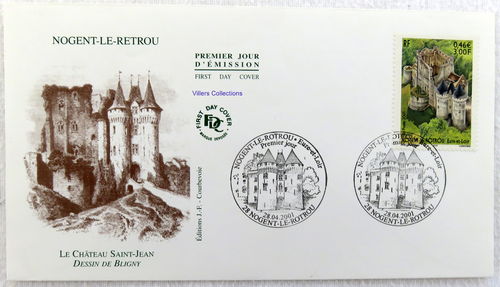 Enveloppe FDC 2001 Château Saint-Jean Dessin de Bligny