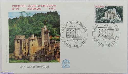 Enveloppe historique 1976 Château fort de Bonaguil rocheux