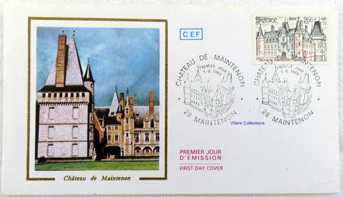 Enveloppe 1980 Château avec timbre château de Maintenon