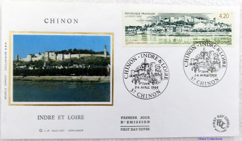 Enveloppe 1993 Chinon Indre & Loire surmonte la Vienne À saisir
