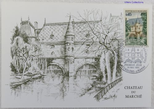 Carte postale 1969 Château du Marché. Chalons sur Marne À saisir