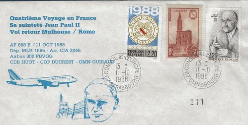 Enveloppe Quatrième Voyage en France Sa sainteté Jean Paul II