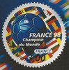 MAXICARTE TIMBRE ROND COUPE DU MONDE FRANCE 98 CHAMPION