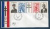 Enveloppe Général de Gaulle Bande quatre timbres + vignette