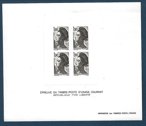 Épreuve du timbre-poste République type Liberté à 1,90 f. vert