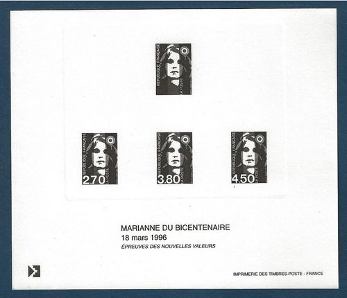 Épreuve des valeurs Marianne du Bicentenaire 18 mars 1996
