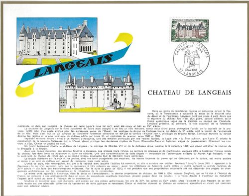 Feuillet CEF premier jour Château de Langeais XVè siècle