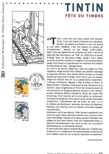 Document rare 2000 TINTIN FËTE DU TIMBRE PROMO Tintin c'est moi