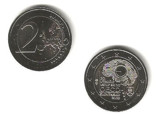Pièce de 2 euros rare Slovaquie 2020 Adhésion République