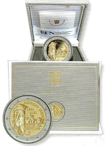 Vatican 2020 pièces de 2 euros rares coffret BE + BU. Raphael