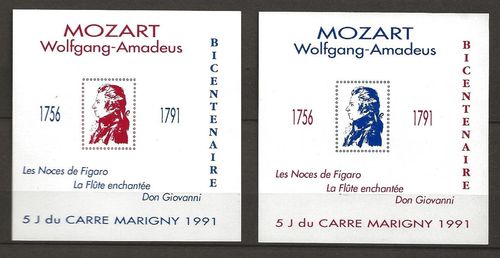 Blocs des cinq jours Marigny 1991 Mozart la Flûte enchantée