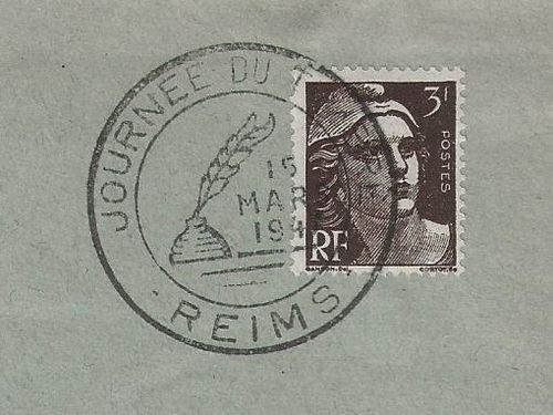 Journée du Timbre Marianne Gandon 15 Mars 1947 Reims Marne