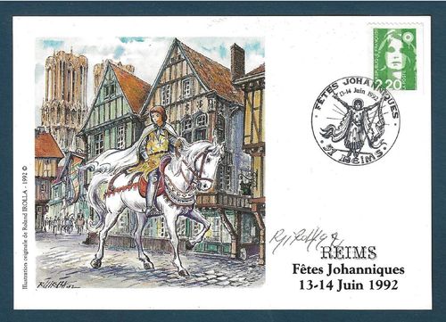 Carte postale signée Reims Fêtes Johanniques 1992 Roulette