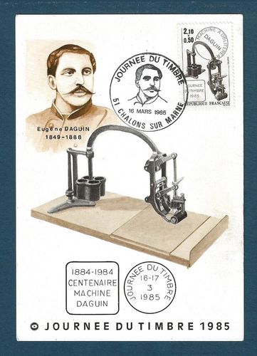 Carte postale Journée du Timbre Eugène Daguin 1985 Machine