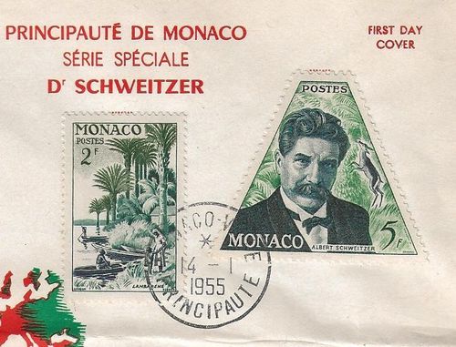 Enveloppe rare Monaco série spéciale Schweitzer 1955