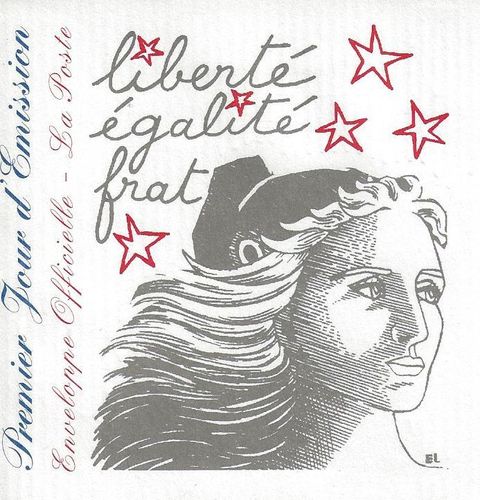 Enveloppe Marianne du 14 Juillet signée Luquet Liberté Égalité Fraternité