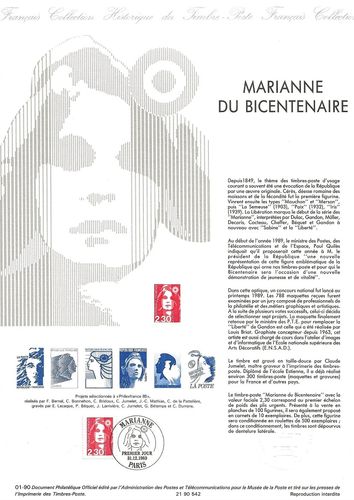 Document Marianne du Bicentenaire Projets sélectionnés 1989