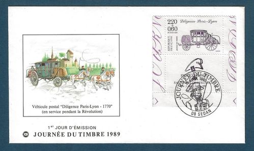 Journée du Timbre 1989 véhicule postal Diligence Paris-Lyon