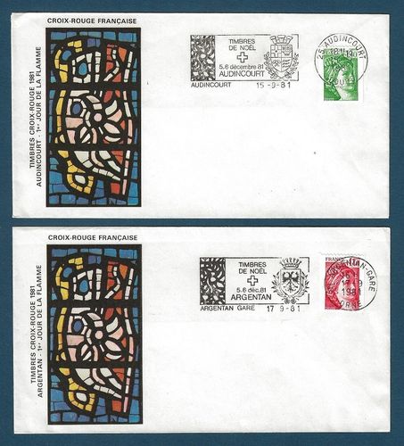 Série enveloppes timbres provenant roulettes Sabine France