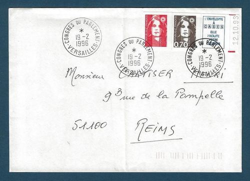Lettre rare Congres du Parlement Versailles timbres + vignette