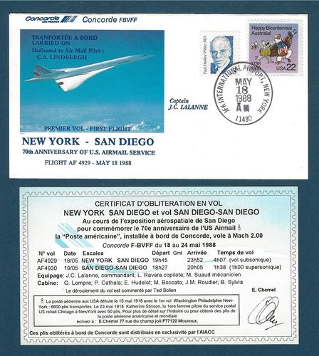 Enveloppe avec certificat Transportée vol Concorde